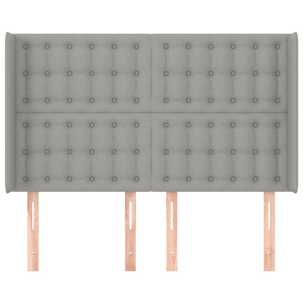 Tête de lit avec oreilles Gris clair 147x16x118/128 cm Tissu