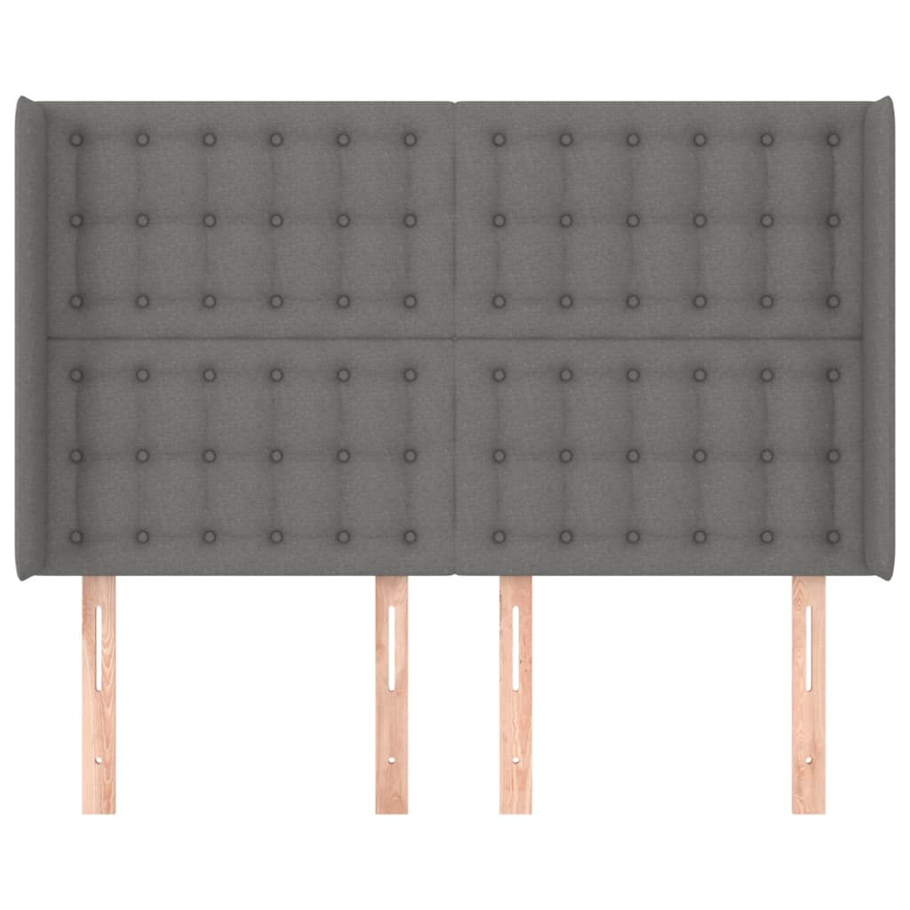 Tête de lit avec oreilles Gris foncé 147x16x118/128 cm Tissu