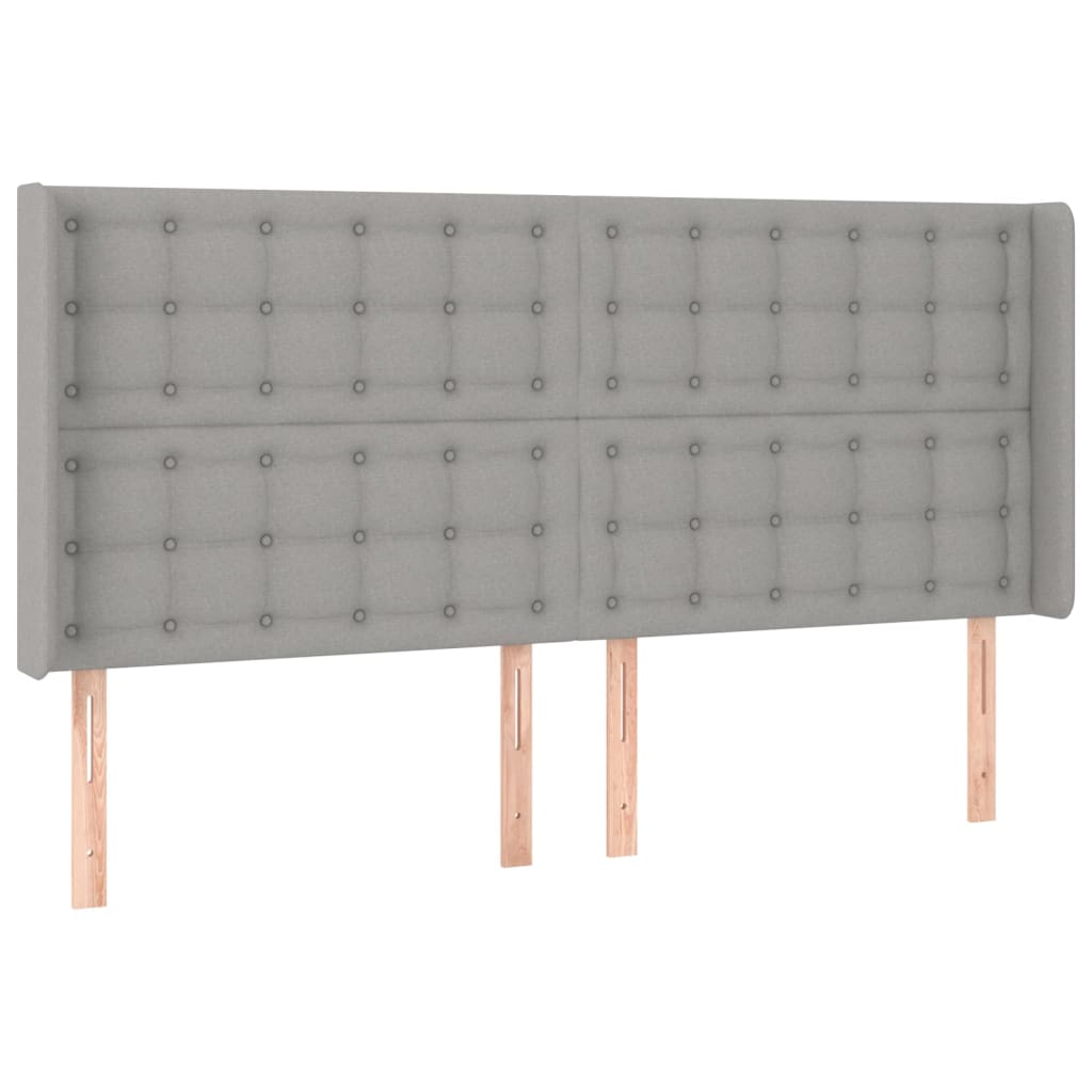 Tête de lit avec oreilles Gris clair 163x16x118/128 cm Tissu