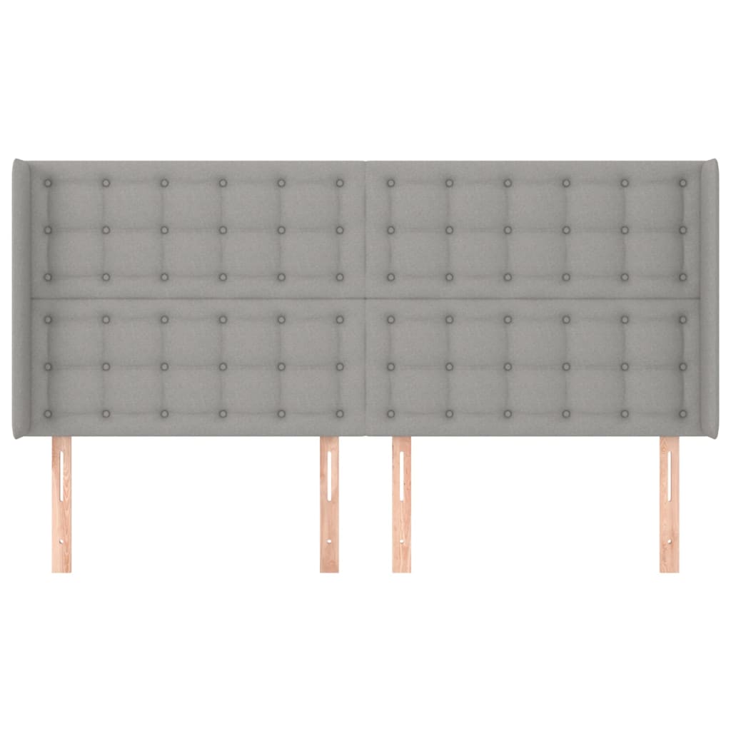 Tête de lit avec oreilles Gris clair 163x16x118/128 cm Tissu