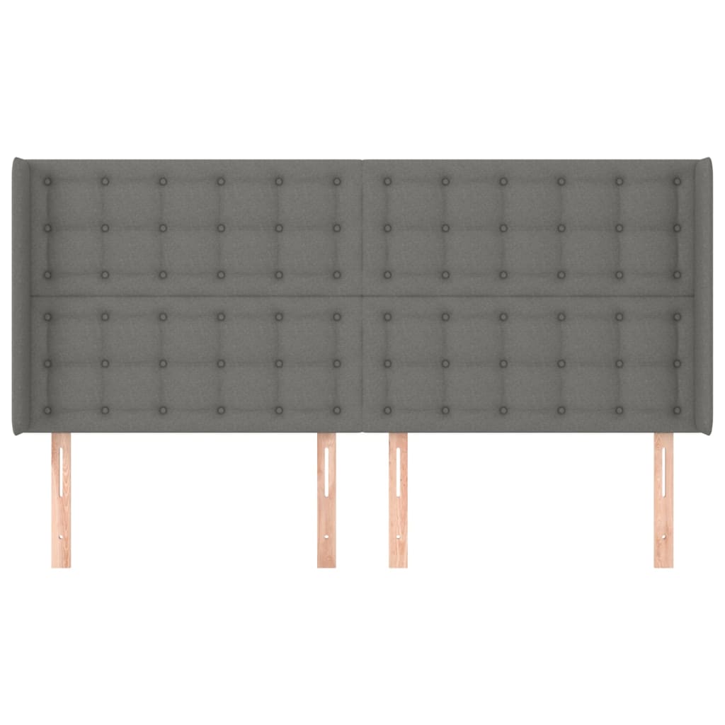 Tête de lit avec oreilles Gris foncé 163x16x118/128 cm Tissu