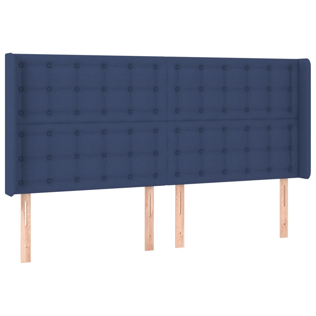 Tête de lit avec oreilles Bleu 163x16x118/128 cm Tissu