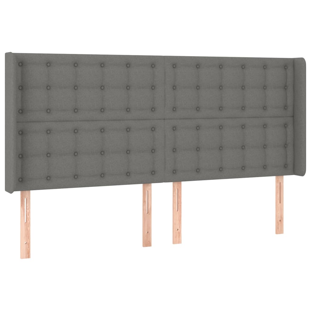 Tête de lit avec oreilles Gris foncé 183x16x118/128 cm Tissu