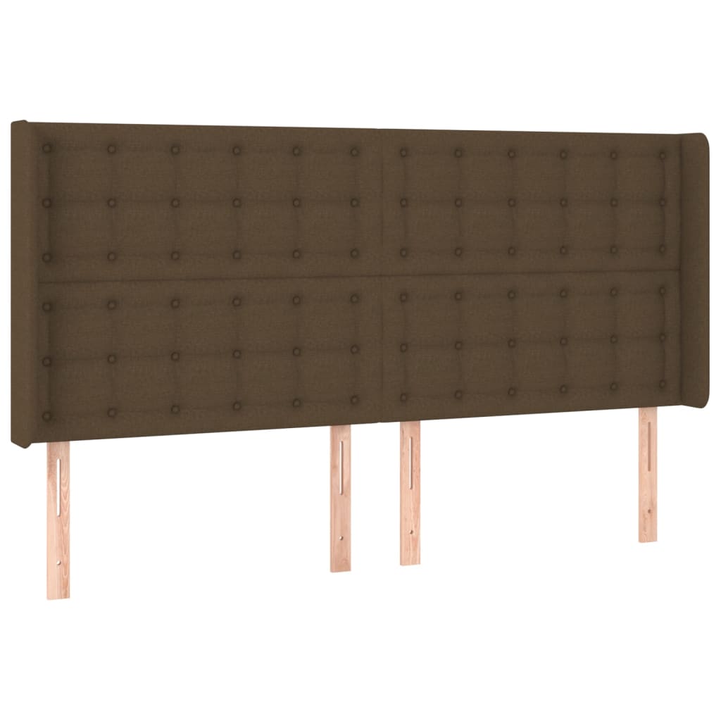 Tête de lit avec oreilles Marron foncé 183x16x118/128 cm Tissu