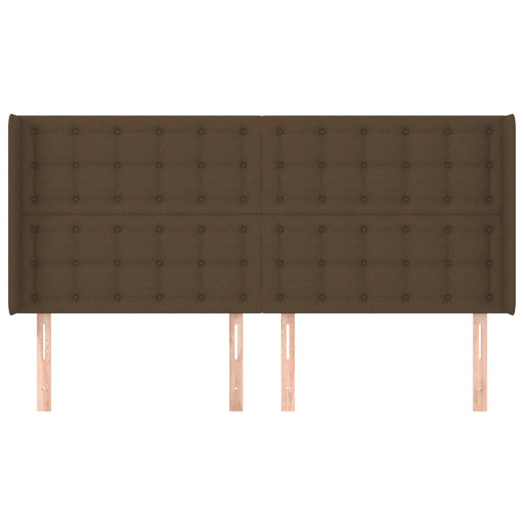 Tête de lit avec oreilles Marron foncé 183x16x118/128 cm Tissu