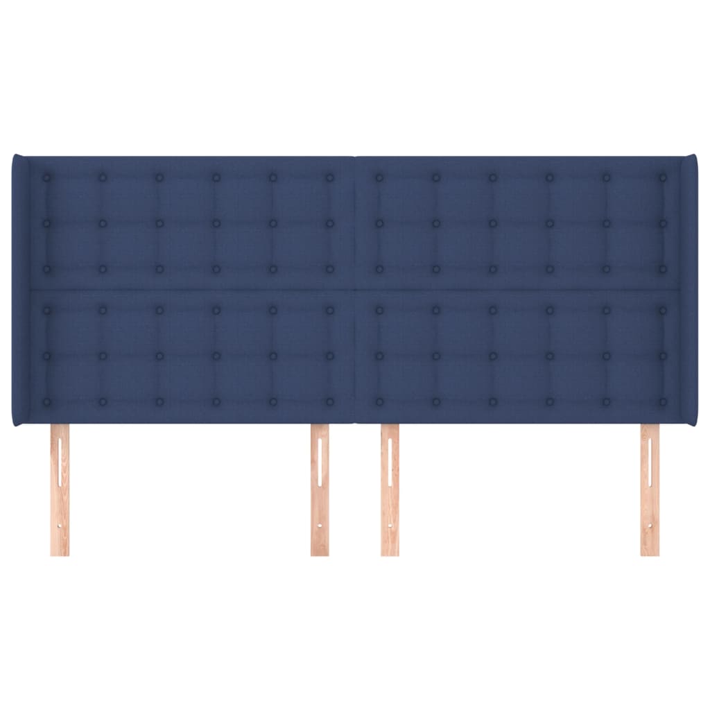 Tête de lit avec oreilles Bleu 183x16x118/128 cm Tissu