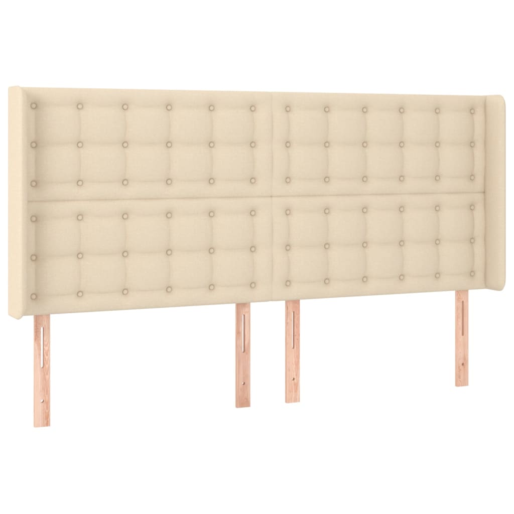 Tête de lit avec oreilles Crème 203x16x118/128 cm Tissu