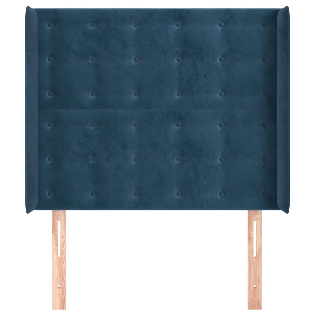 Tête de lit avec oreilles Bleu foncé 83x16x118/128 cm Velours