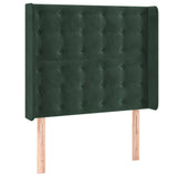 Tête de lit avec oreilles Vert foncé 93x16x118/128 cm Velours