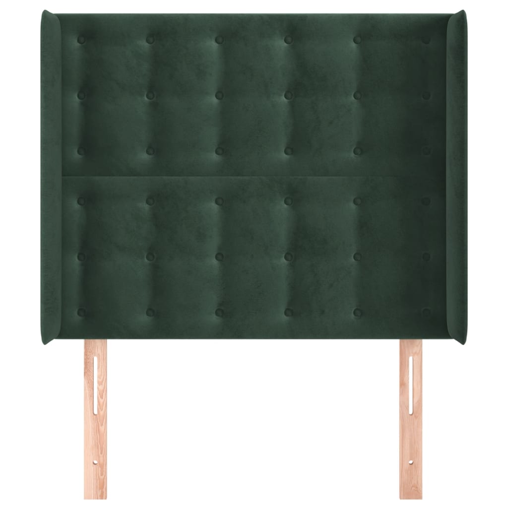 Tête de lit avec oreilles Vert foncé 93x16x118/128 cm Velours