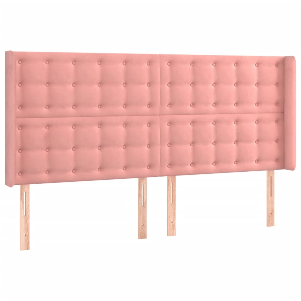 Tête de lit avec oreilles Rose 203x16x118/128 cm Velours