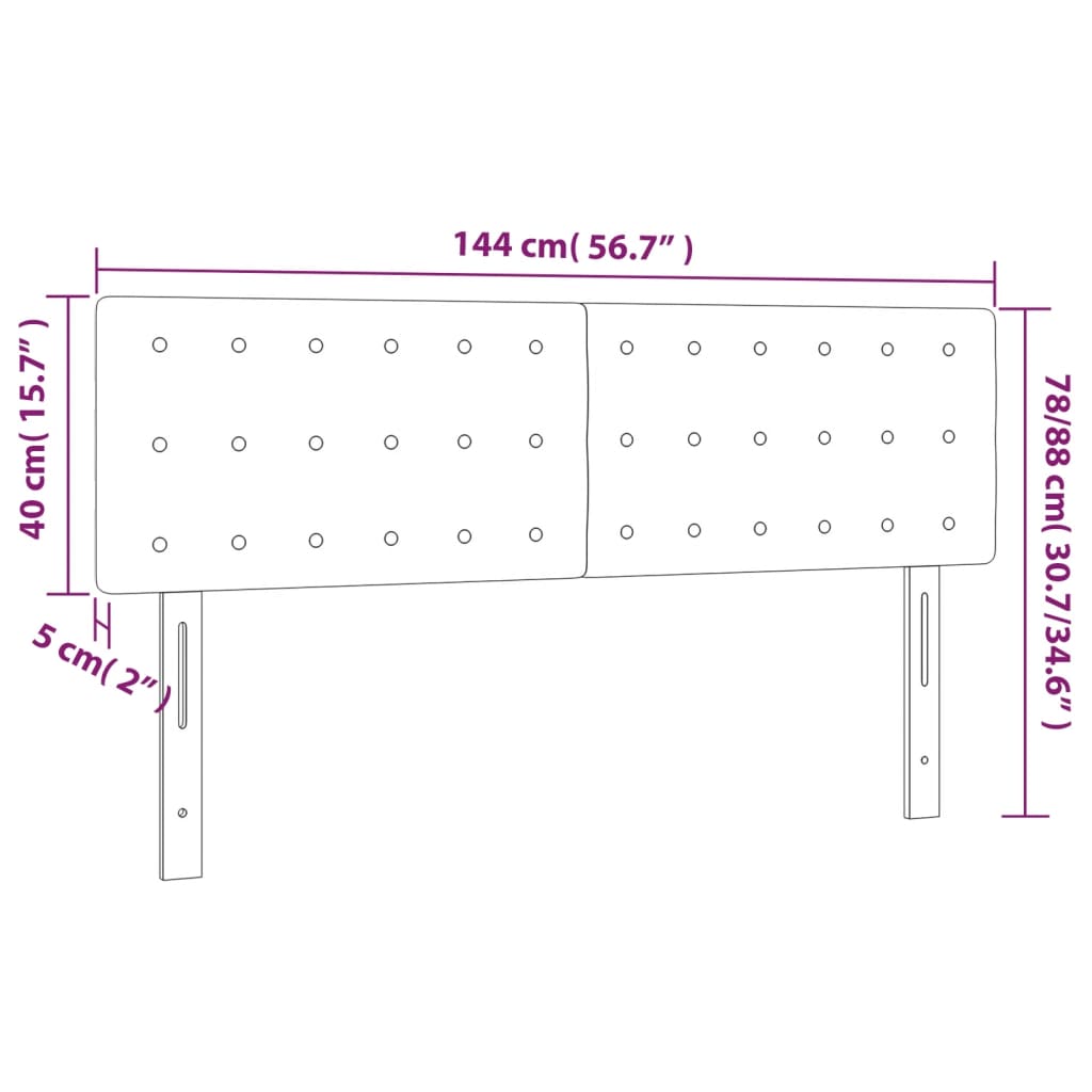 Tête de lit avec LED noir 144x5x78/88 cm similicuir