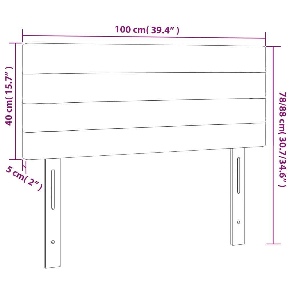 Tête de lit à LED Marron Foncé 100x5x78/88 cm Tissu