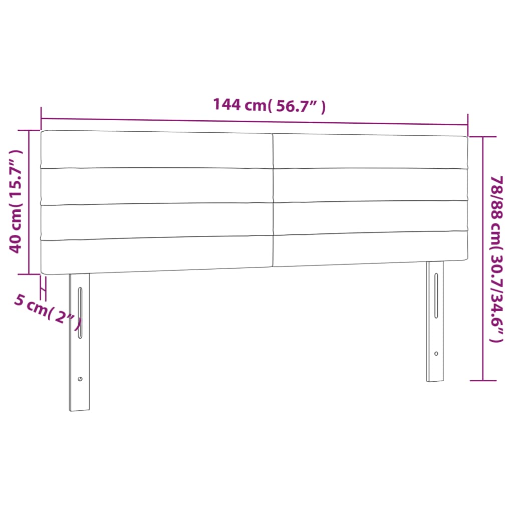 Tête de lit à LED Noir 144x5x78/88 cm Tissu