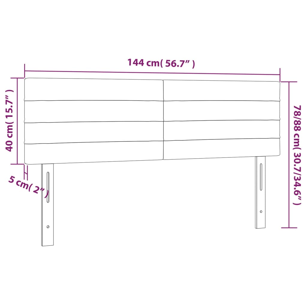 Tête de lit à LED Marron Foncé 144x5x78/88 cm Tissu