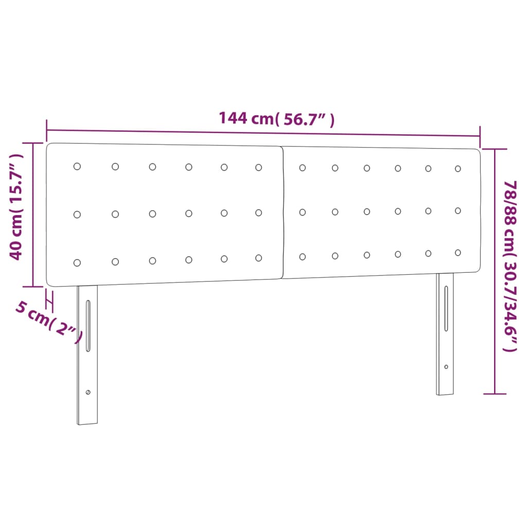 Tête de lit à LED Marron Foncé 144x5x78/88 cm Tissu