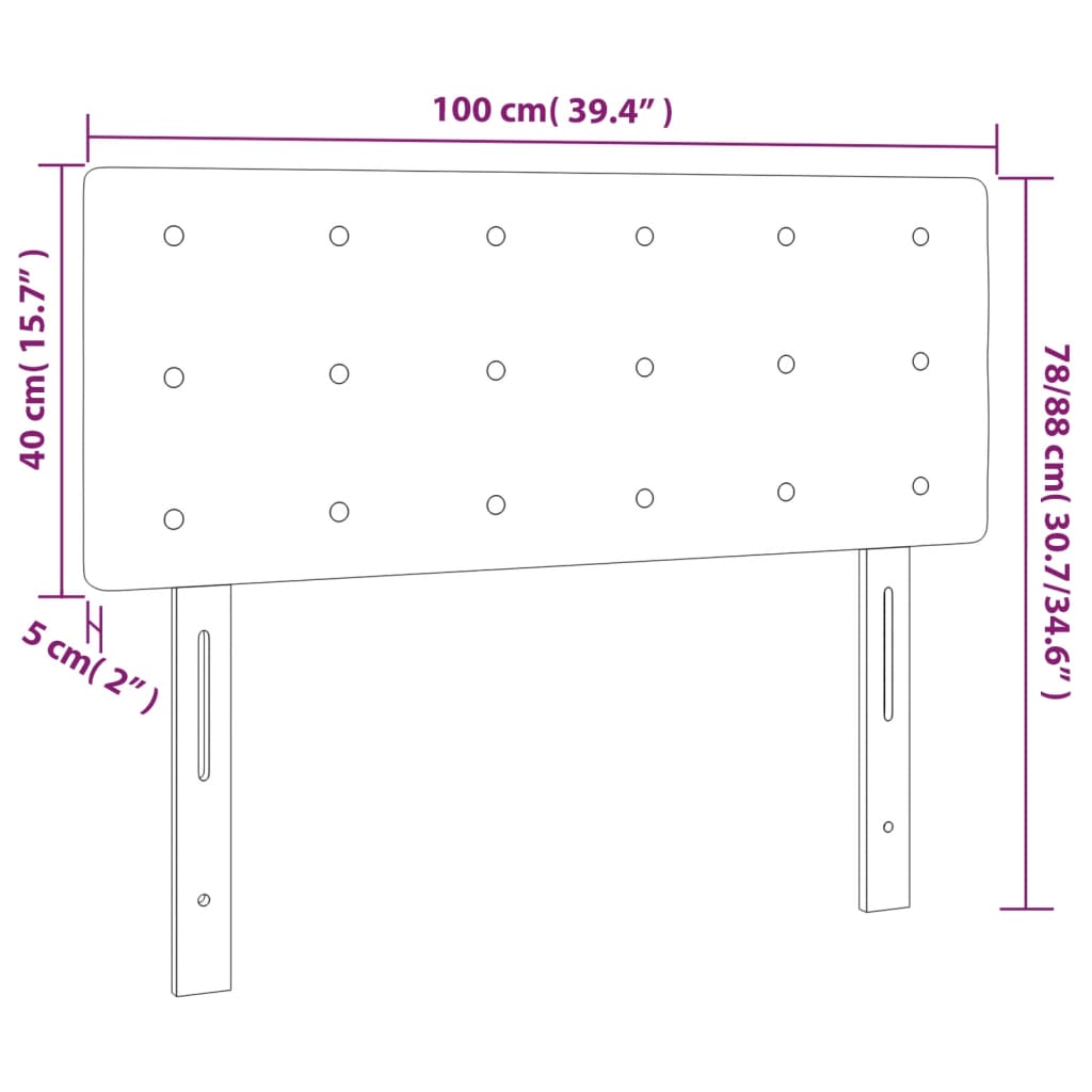 Tête de lit à LED Rose 100x5x78/88 cm Velours