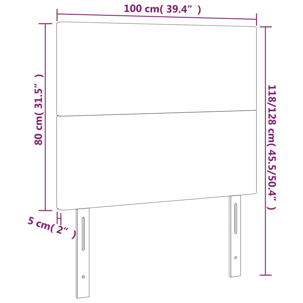 Tête de lit à LED Noir 100x5x118/128 cm Tissu