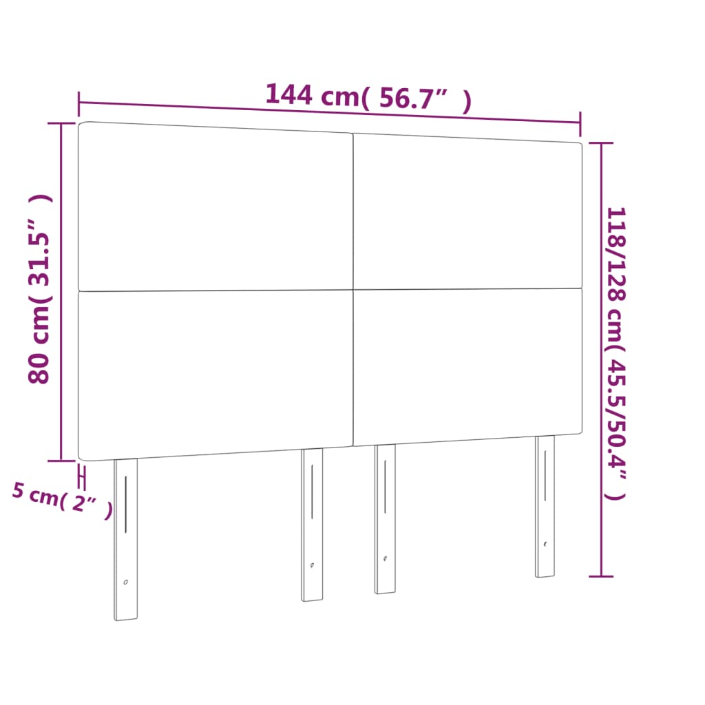 Tête de lit à LED Marron foncé 144x5x118/128 cm Tissu