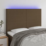 Tête de lit à LED Marron foncé 144x5x118/128 cm Tissu