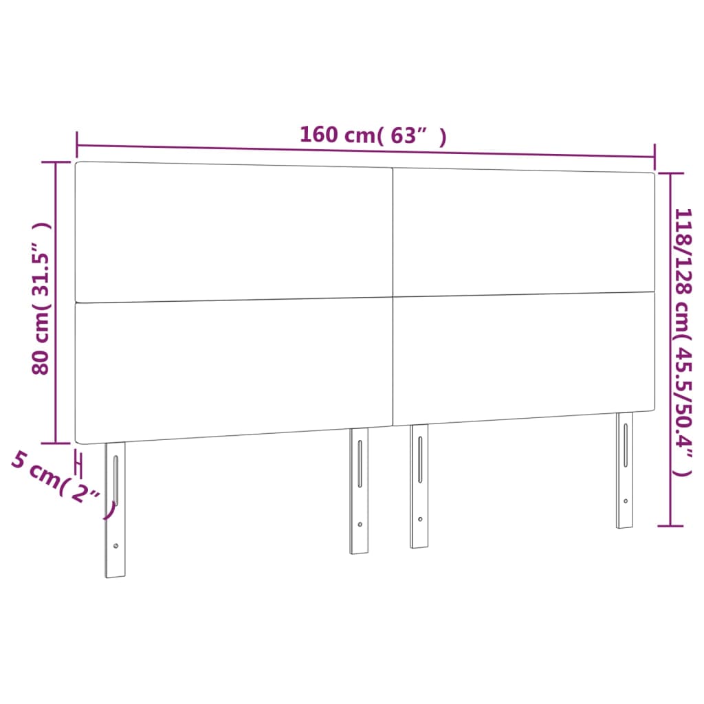 Tête de lit à LED Marron foncé 160x5x118/128 cm Tissu