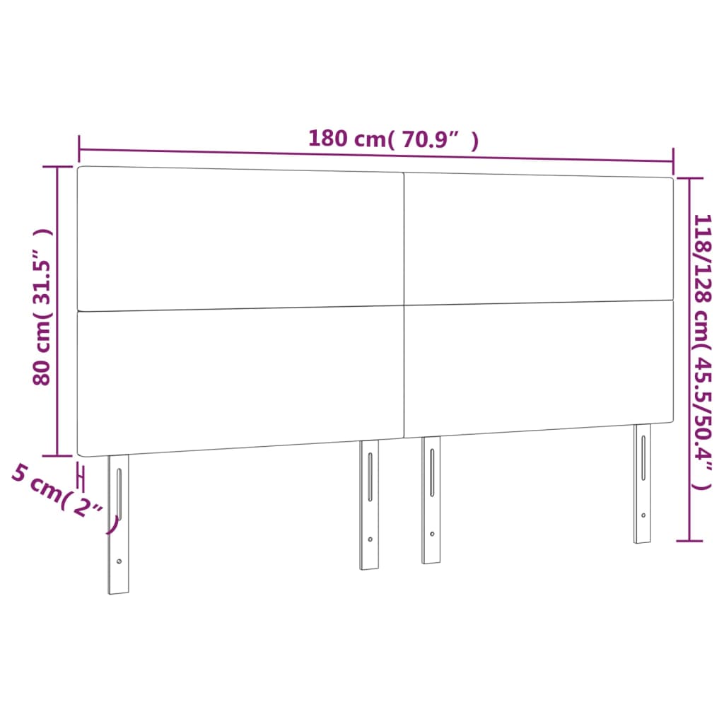 Tête de lit à LED Marron foncé 180x5x118/128 cm Tissu