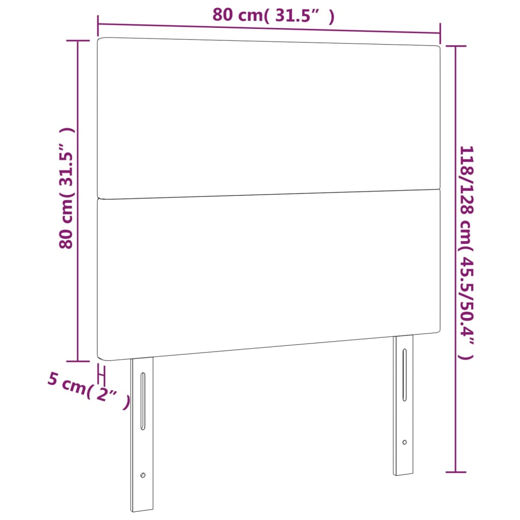 Tête de lit à LED Noir 80x5x118/128 cm Velours