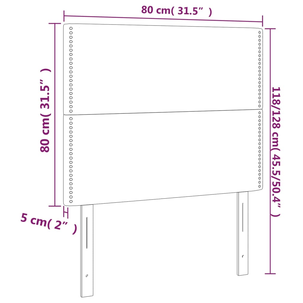 Tête de lit à LED Noir 80x5x118/128 cm Tissu