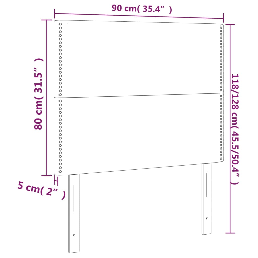 Tête de lit à LED Gris foncé 90x5x118/128 cm Tissu