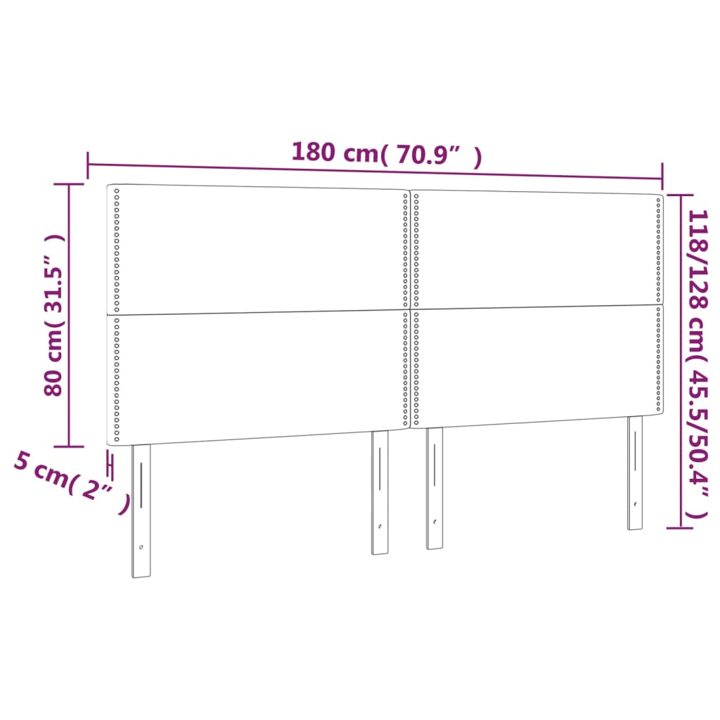 Tête de lit à LED Taupe 180x5x118/128 cm Tissu