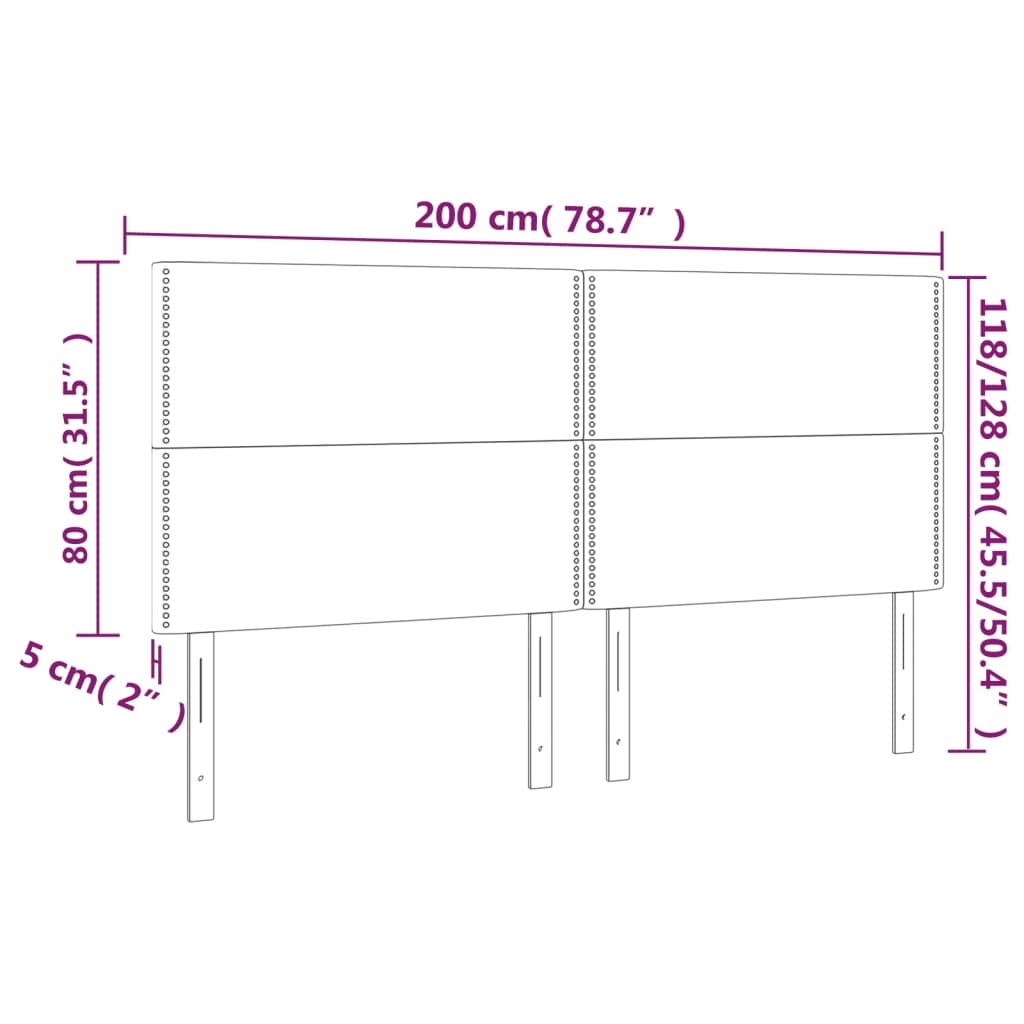 Tête de lit à LED Marron foncé 200x5x118/128 cm Tissu