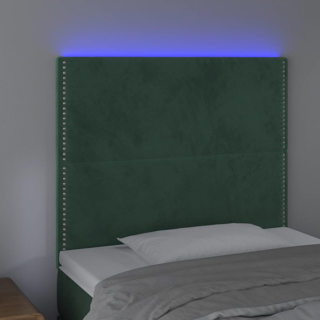 Tête de lit à LED Vert foncé 80x5x118/128 cm Velours