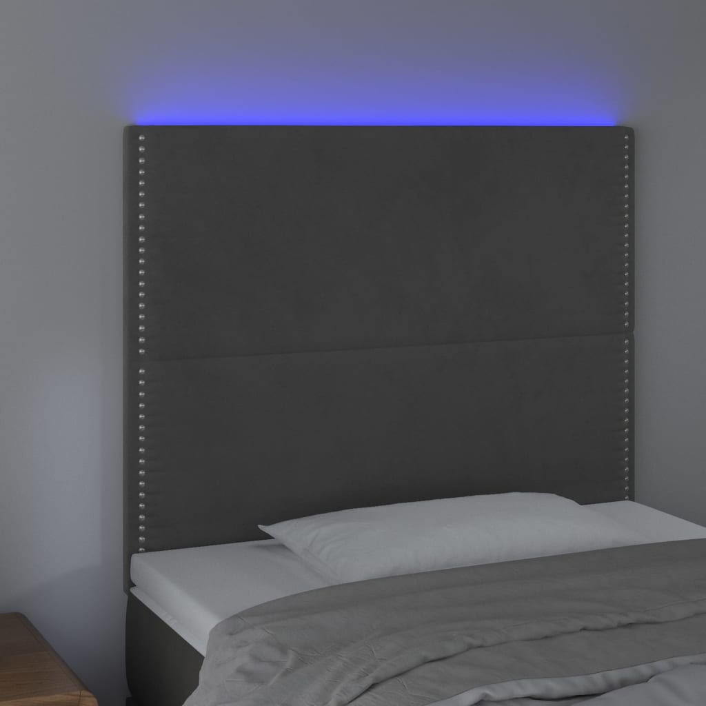 Tête de lit à LED Gris foncé 90x5x118/128 cm Velours