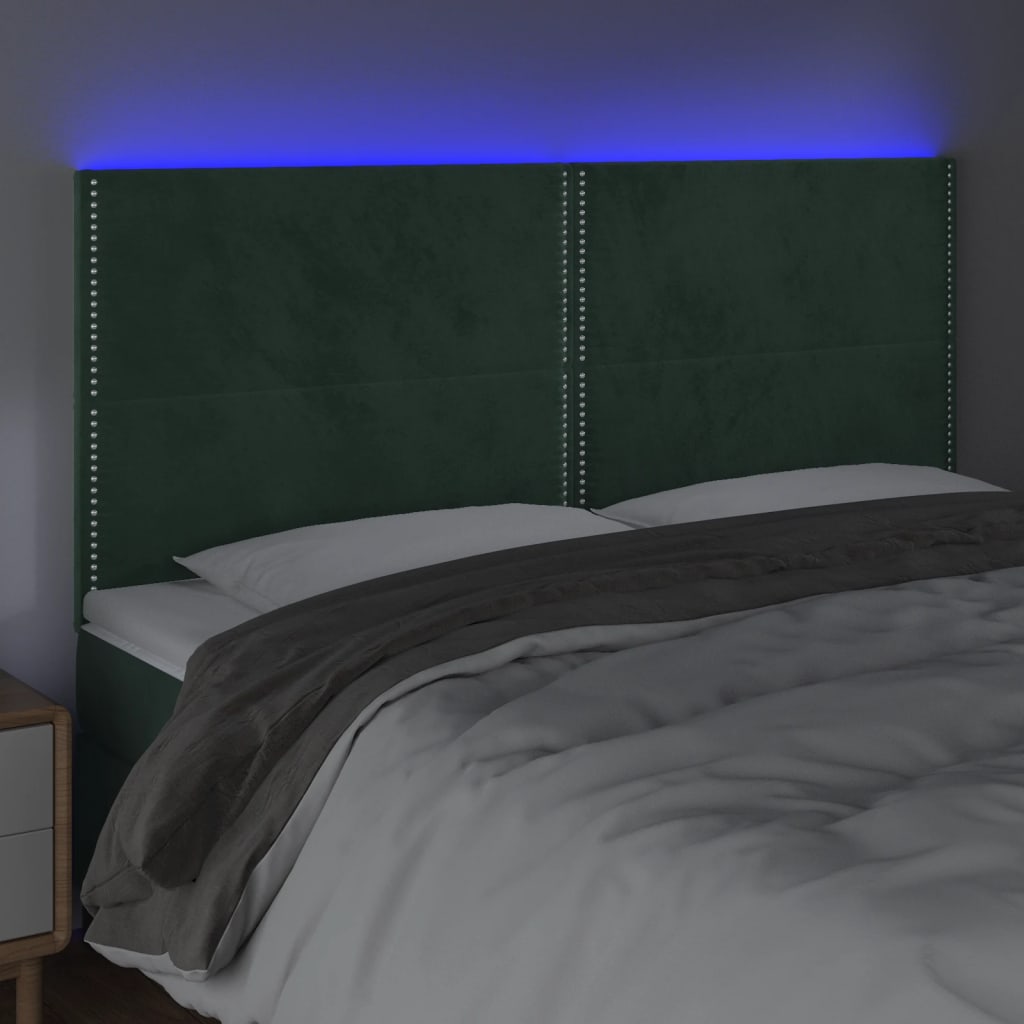 Tête de lit à LED Vert foncé 180x5x118/128 cm Velours