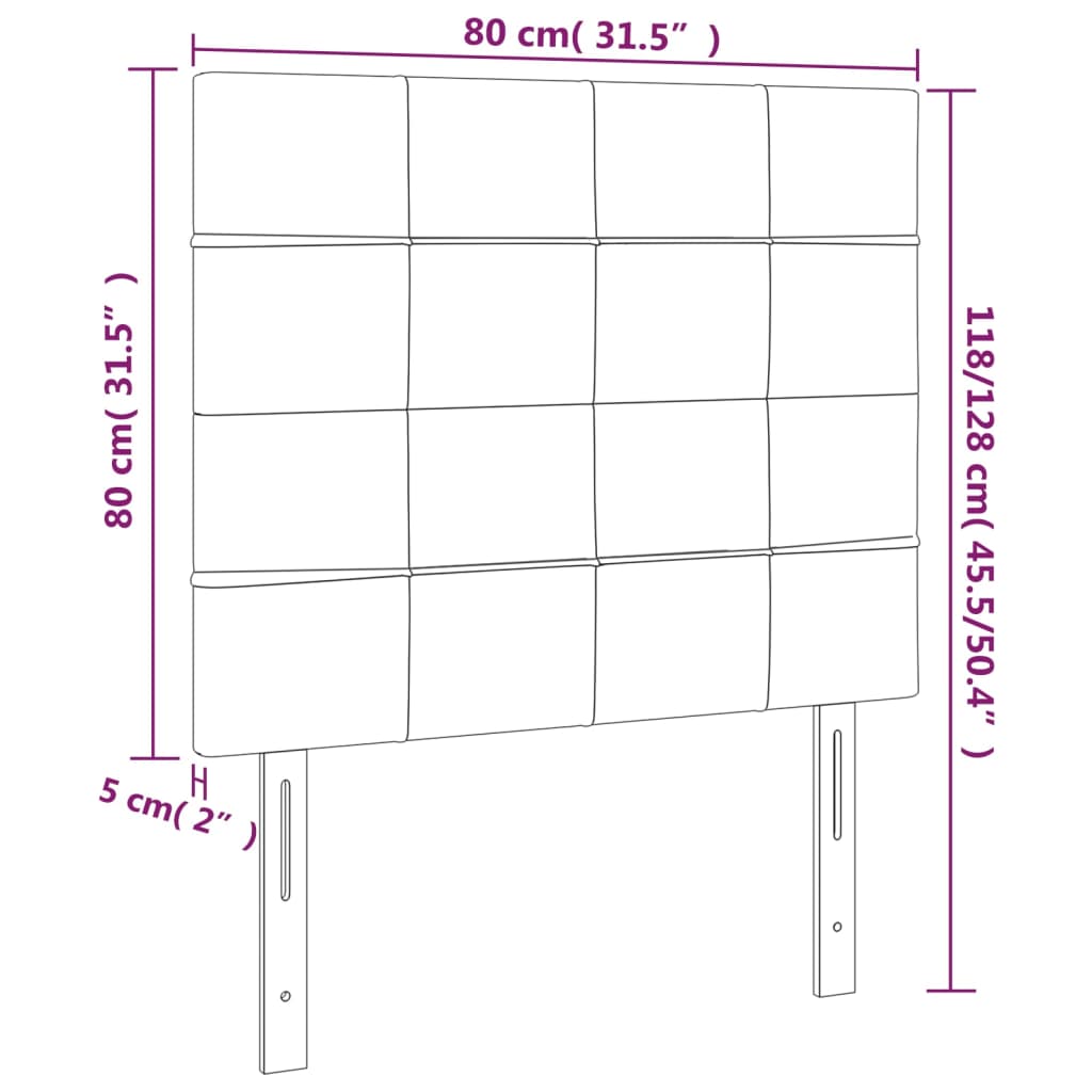 Tête de lit à LED Gris foncé 80x5x118/128 cm Tissu