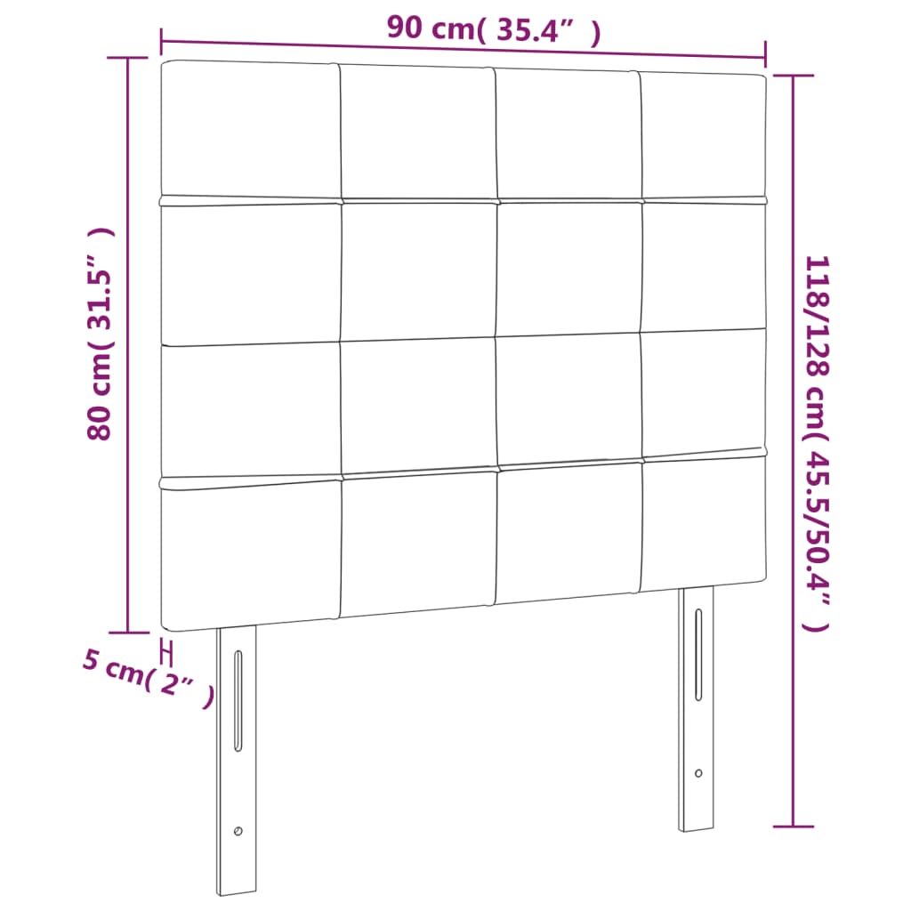 Tête de lit à LED Gris clair 90x5x118/128 cm Tissu