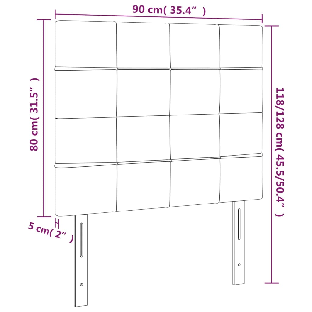 Tête de lit à LED Noir 90x5x118/128 cm Tissu