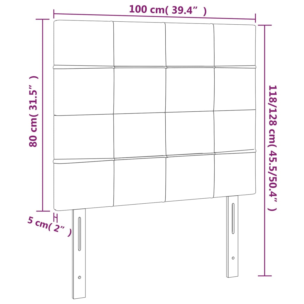 Tête de lit à LED Noir 100x5x118/128 cm Tissu