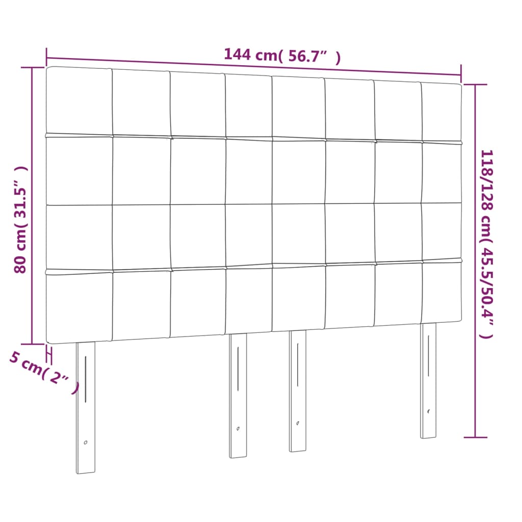 Tête de lit à LED Noir 144x5x118/128 cm Tissu