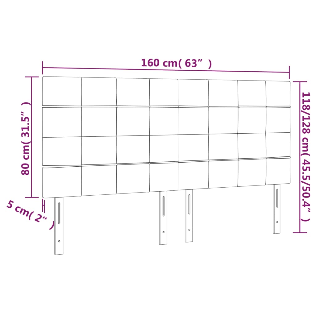 Tête de lit à LED Noir 160x5x118/128 cm Tissu