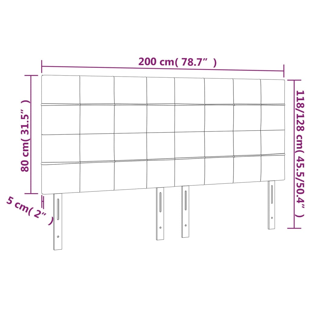 Tête de lit à LED Taupe 200x5x118/128 cm Tissu