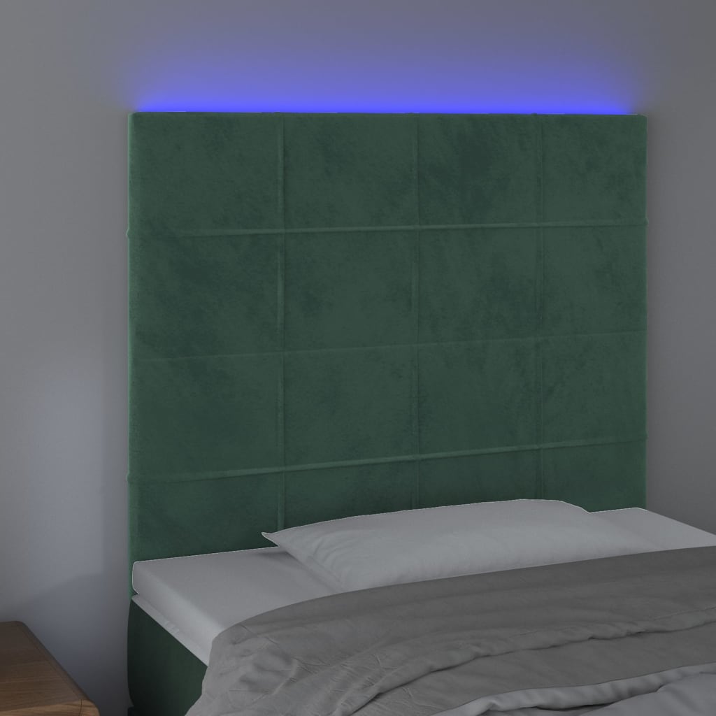 Tête de lit à LED Vert foncé 80x5x118/128 cm Velours