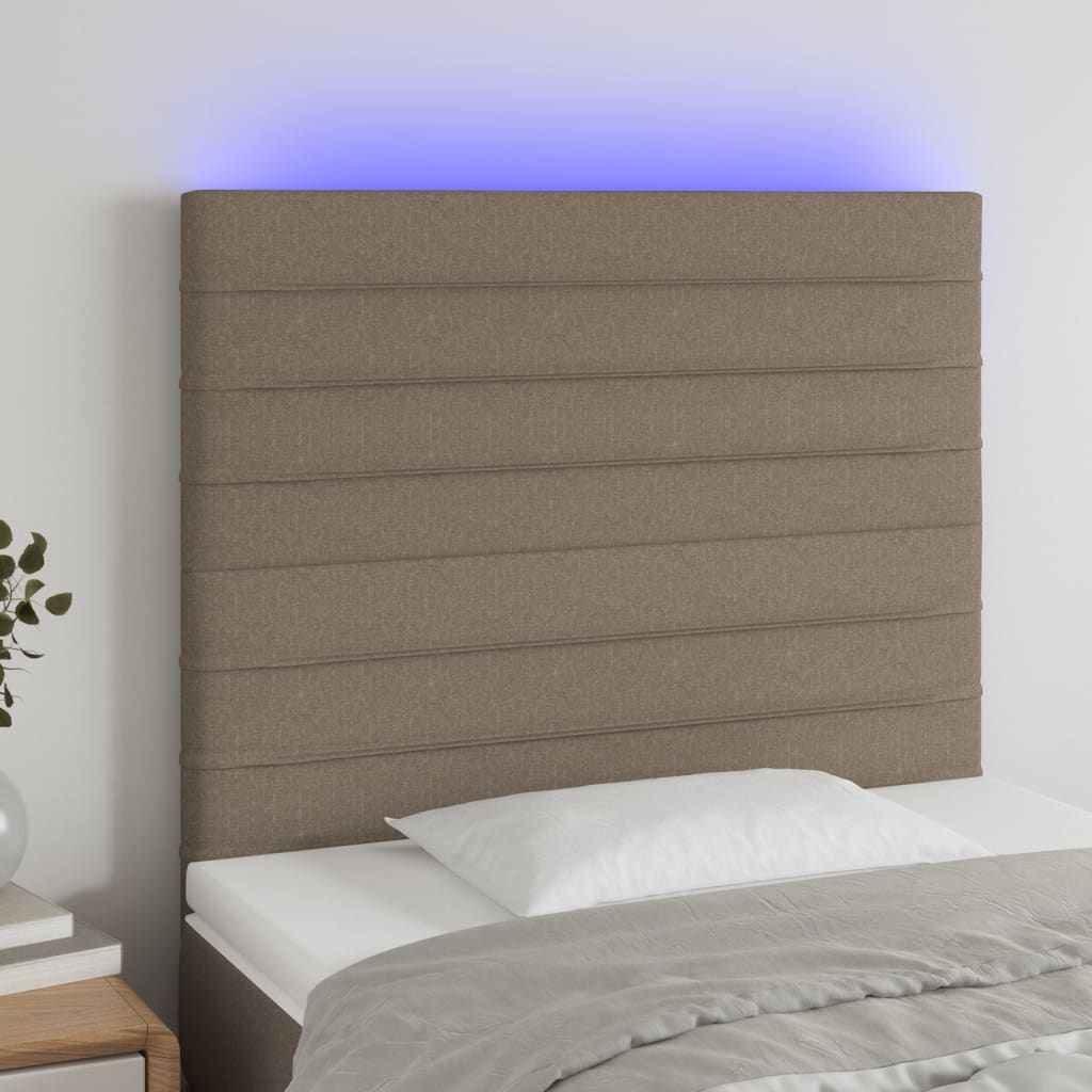 Tête de lit à LED Taupe 90x5x118/128 cm Tissu