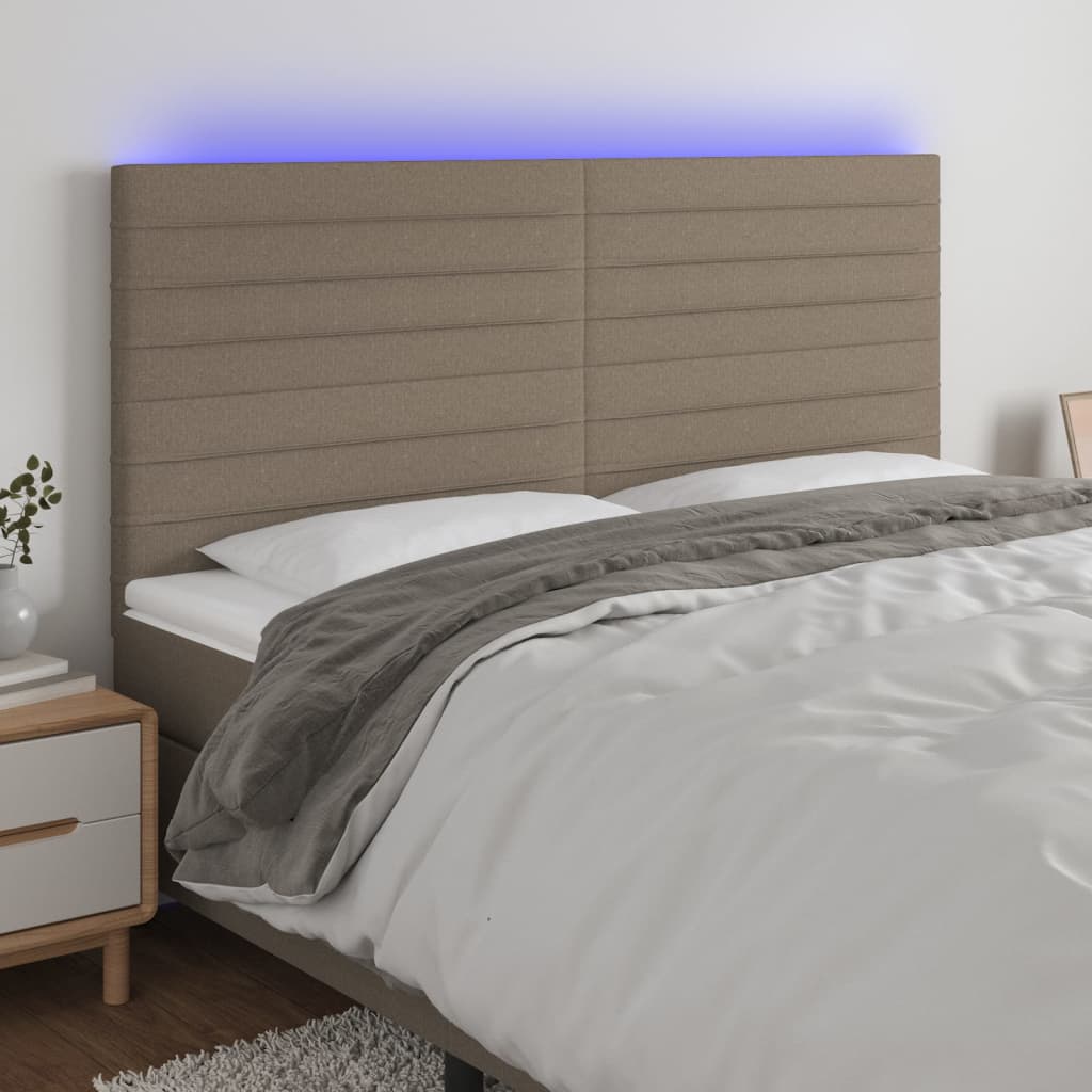 Tête de lit à LED Taupe 200x5x118/128 cm Tissu