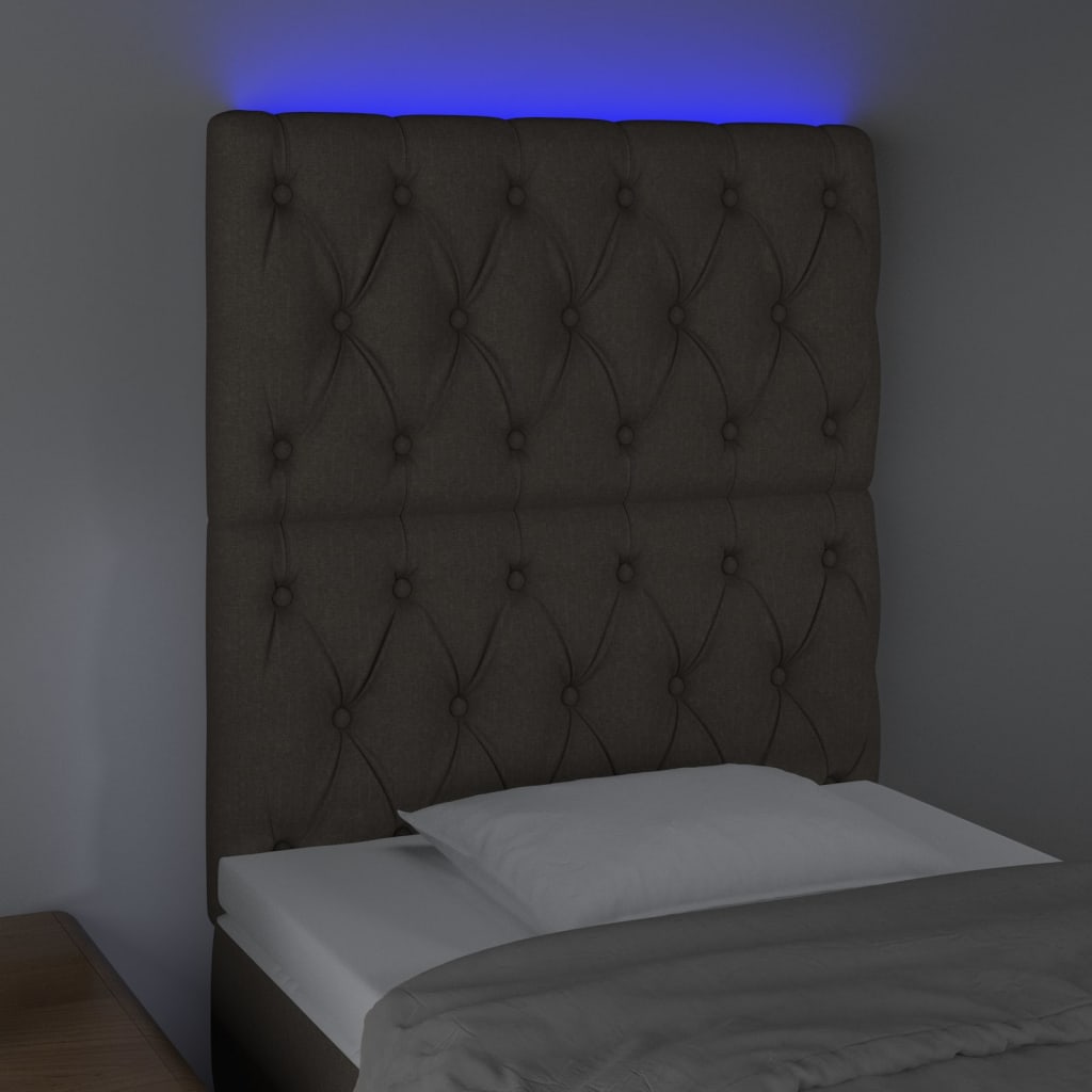 Tête de lit à LED Taupe 80x7x118/128 cm Tissu