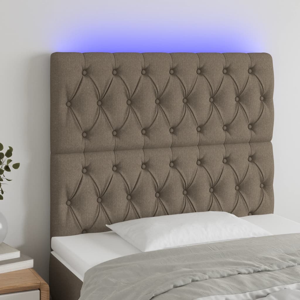 Tête de lit à LED Taupe 90x7x118/128 cm Tissu