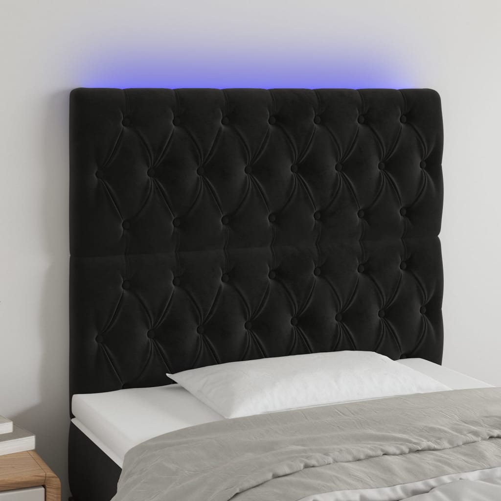 Tête de lit à LED Noir 90x7x118/128 cm Velours