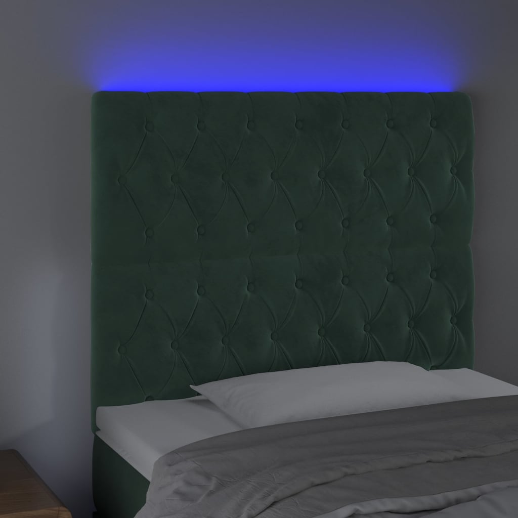 Tête de lit à LED Vert foncé 90x7x118/128 cm Velours