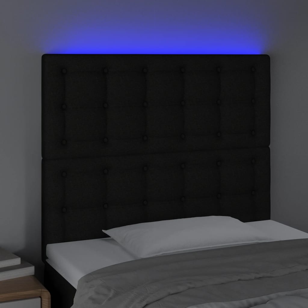 Tête de lit à LED Noir 80x5x118/128 cm Tissu