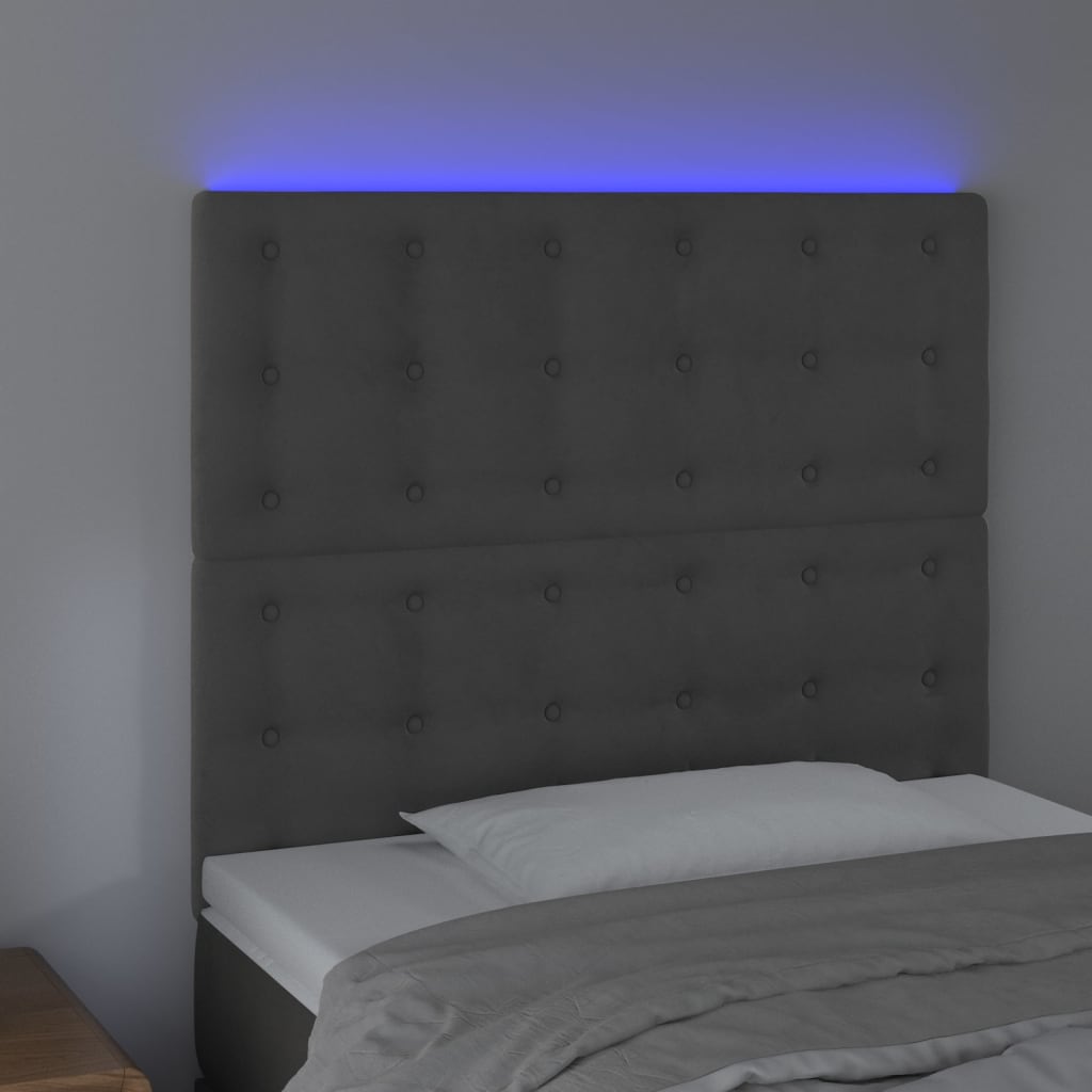 Tête de lit à LED Gris foncé 80x5x118/128 cm Velours